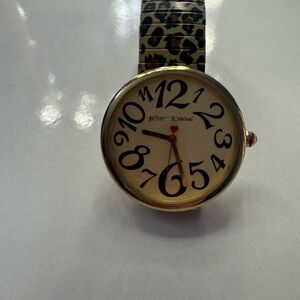 Betsey Johnson Vintage Leopard Print Watch with Gold Accents